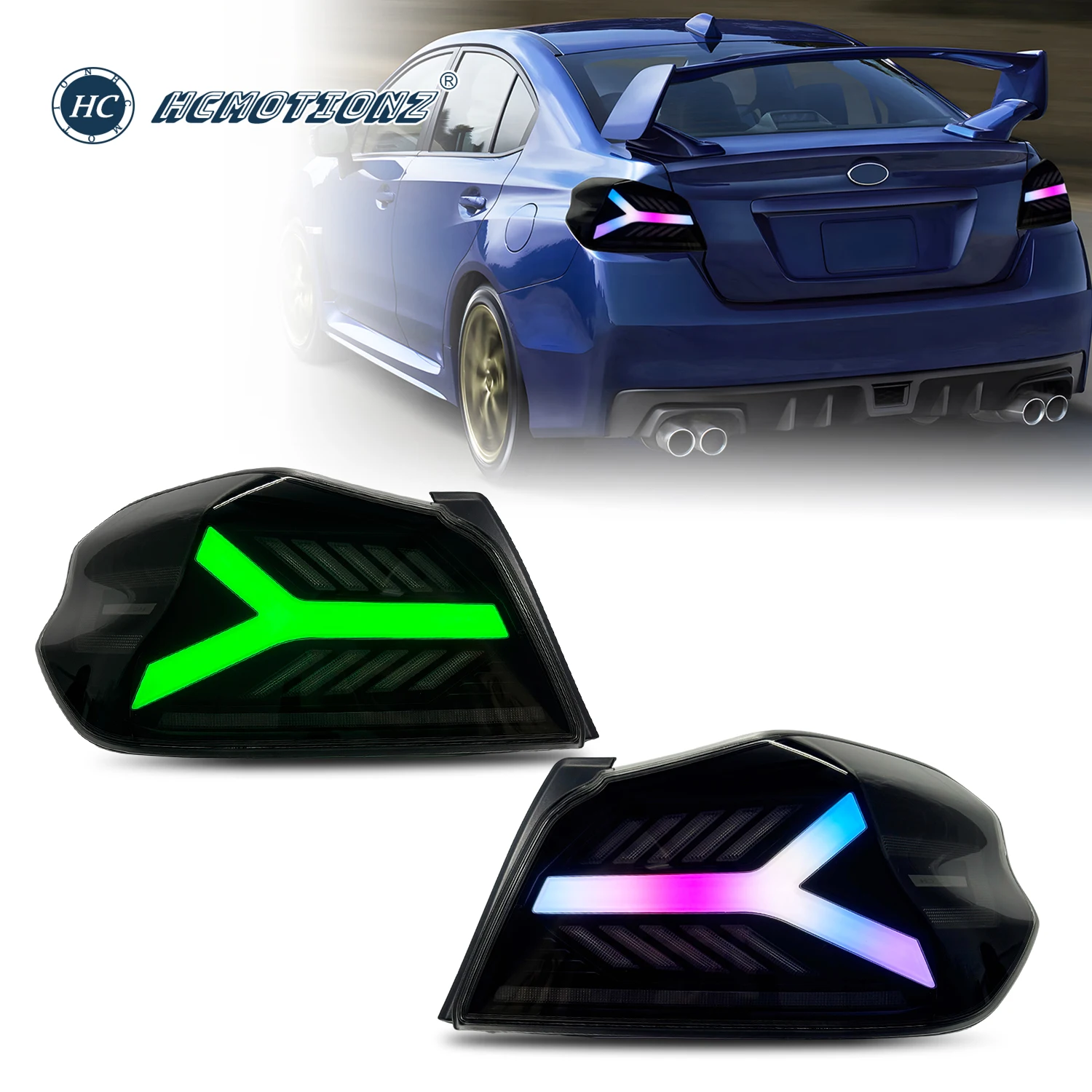 

HCMOTIONZ светодиодные задние фонари для Subaru WRX 2015-2021 STI RGB Start UP анимация DRL задние фонари в сборе система освещения