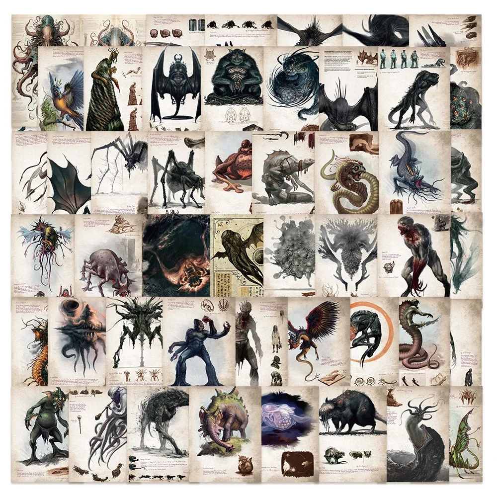 

10/50pcs Vintage Great Cthulhu Mythos Monster Stickers Poster Decals Laptop Skateboard Phone Suitcase Waterproof Sticker Kid Toy