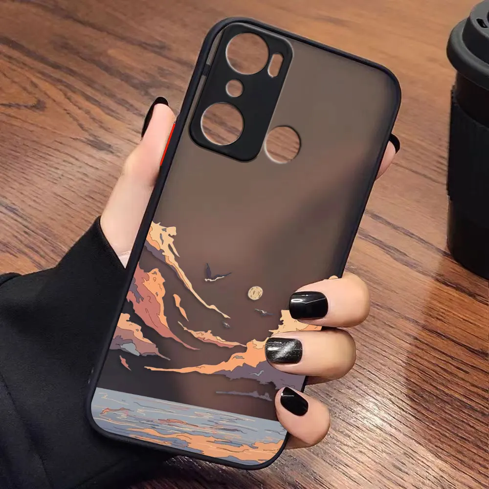 Matte Case for infinix HOT 20I 12 12I 11 11S 10 10I 10S PLAY 9 8 Pro POVA 3 CAMON 15 Case Japan Anime Hand Painted House Scenery