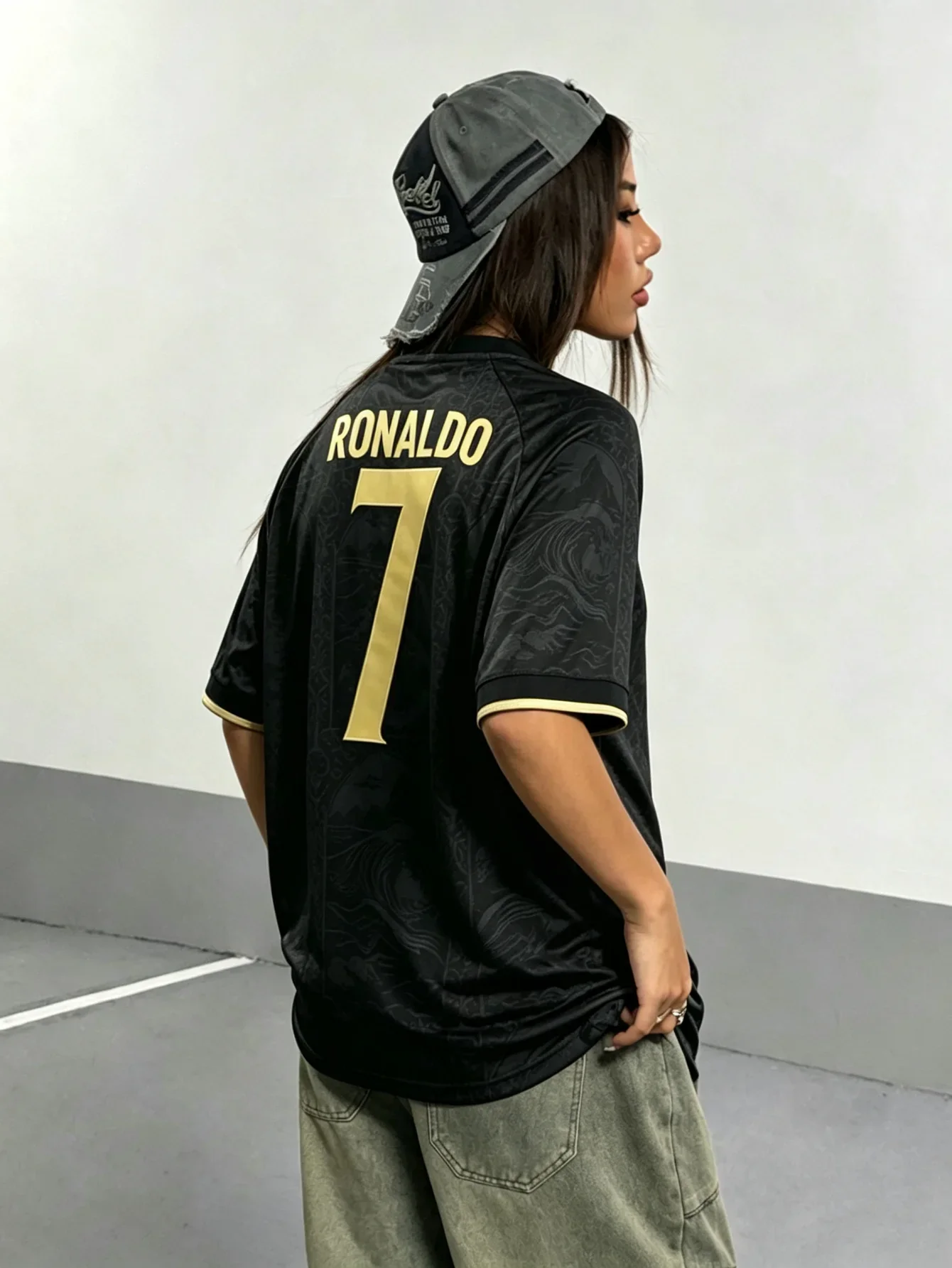 Black Y2K Jersey Gold Portugal 7 Men Women Unisex Short Sleeve Plus Size Standard Size Soccer Graphic Streetwear Top