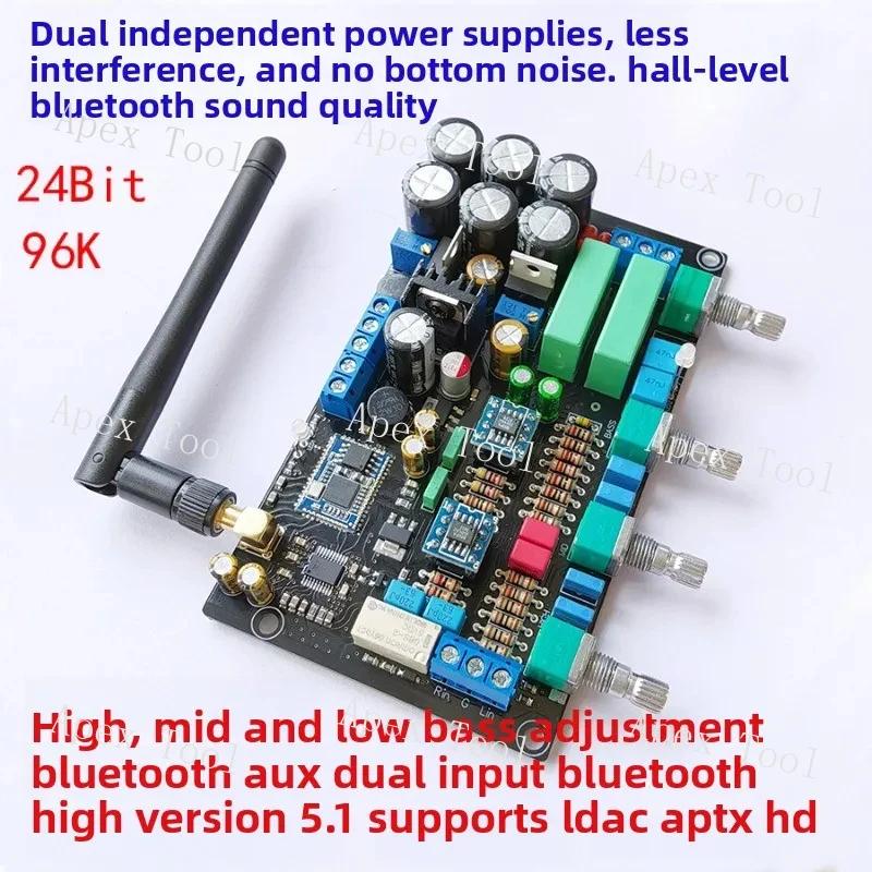 Bluetooth 5.4 Preamp Front Tone Board OPA2604 Lossless Tuning Finished 5102 Decoding AUX Input LDAC