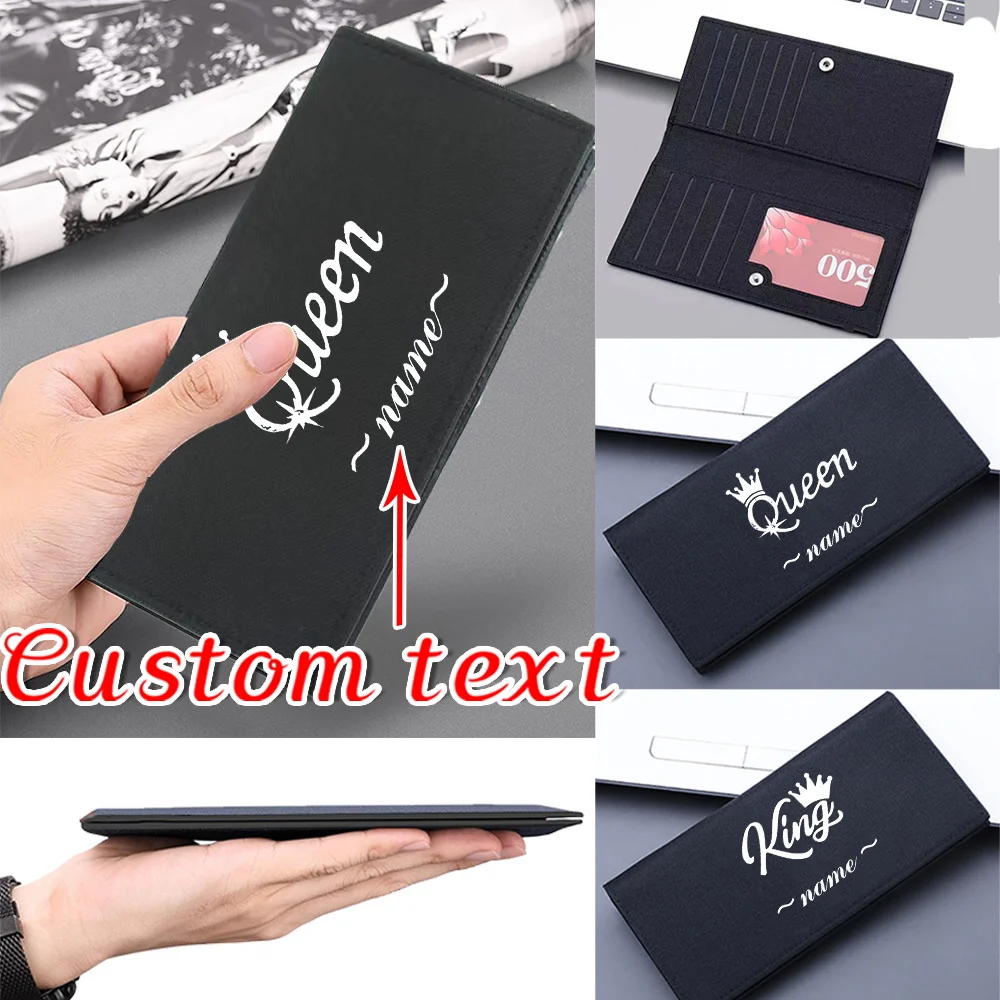 

Customized Name Black Wallet ID Card Bank Card Multi Functional Storage Bag High Quality Wallet Customization Product