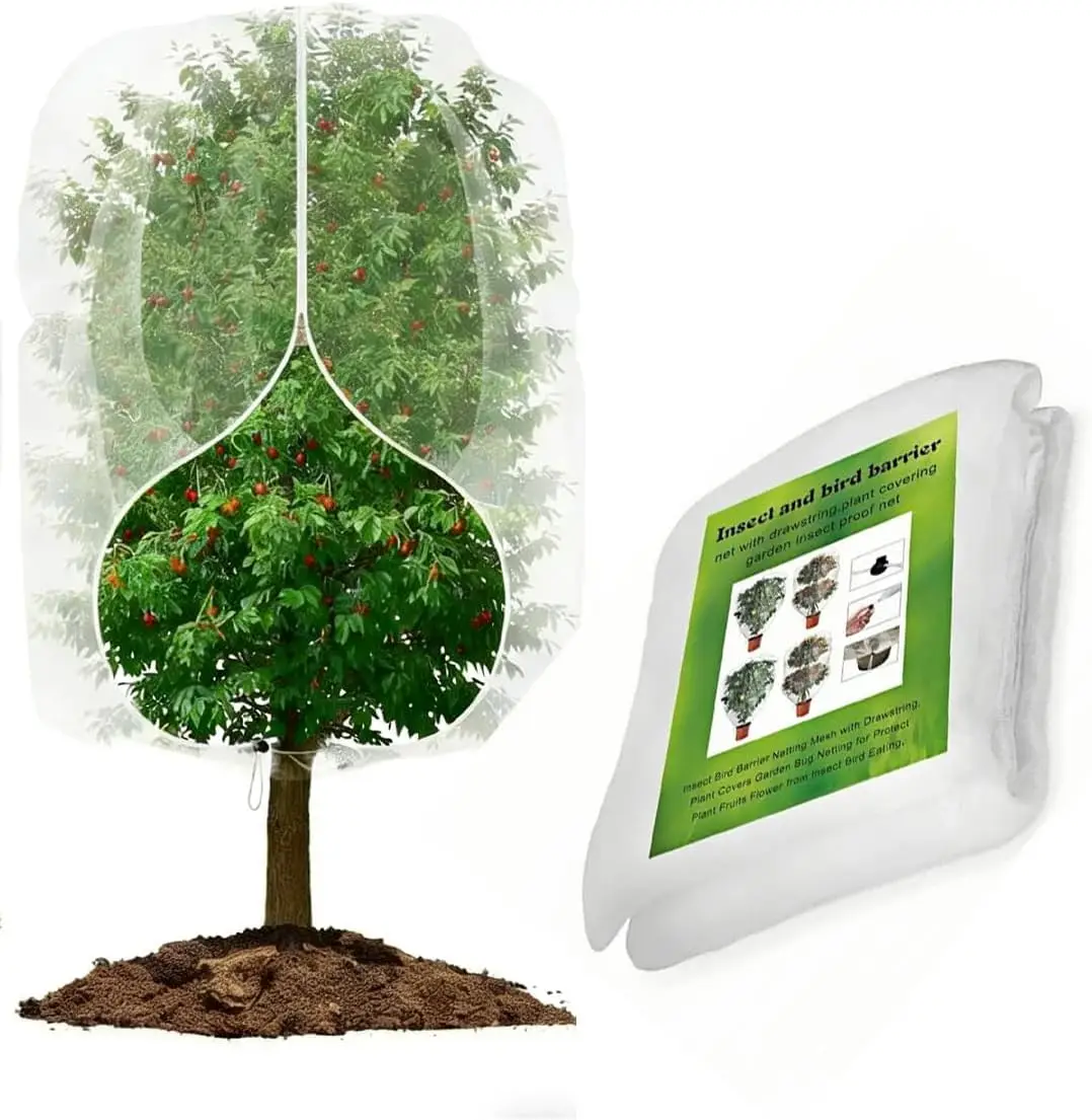 

Сетка с молнией и шнурком для затяжки, защитная сетка от птиц и вредителей для садовых растений, мелкоячеистая сетка для защиты растений