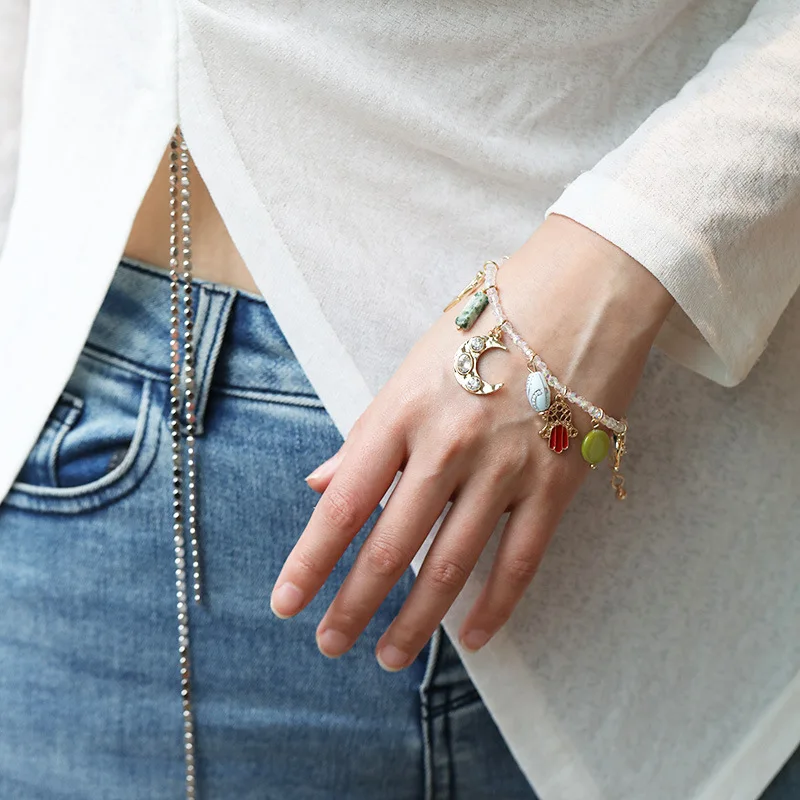 أزياء الصيف الأصلية متعددة قلادة قلادة سوار مزيج اللون أزياء البوب القمر ستار امرأة #2