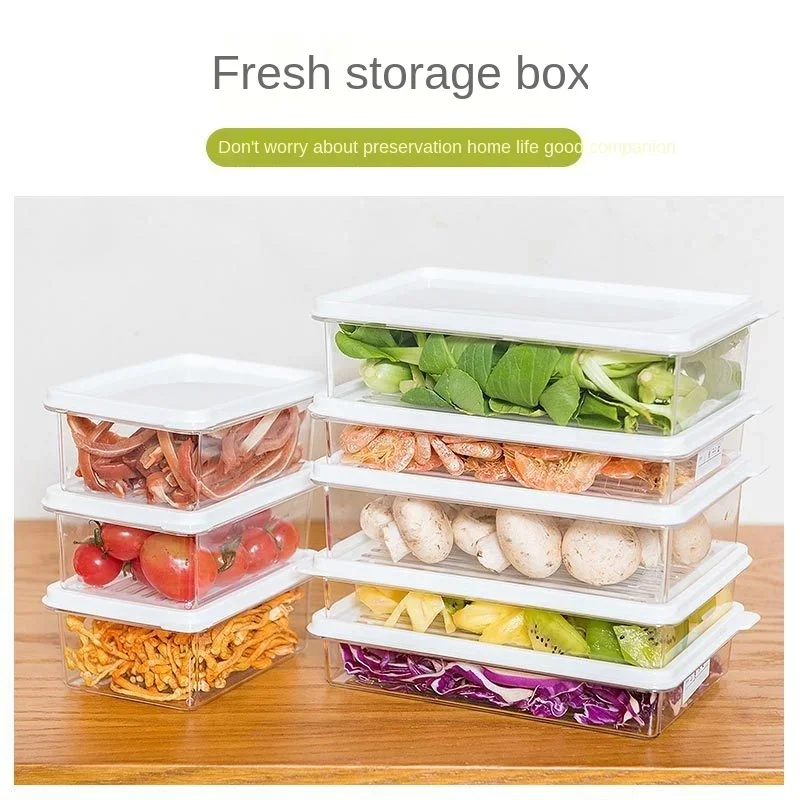 

Kitchen Refrigerator Storage Containers with Lids Plastic Food Storage Box Transparent Sealed Canister Keep Fresh Organizer Box