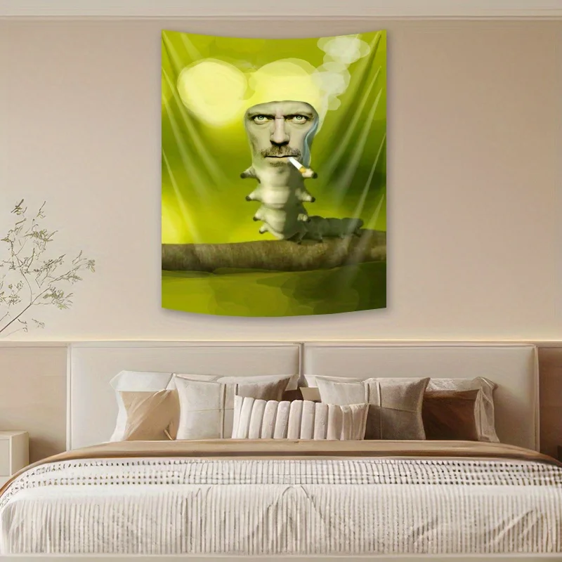 VIKAMA Surrealist Art Tapestry Face Smoking Multi Section Insect Body Fantasy Art Studio Decoration Modern Minimalist Style
