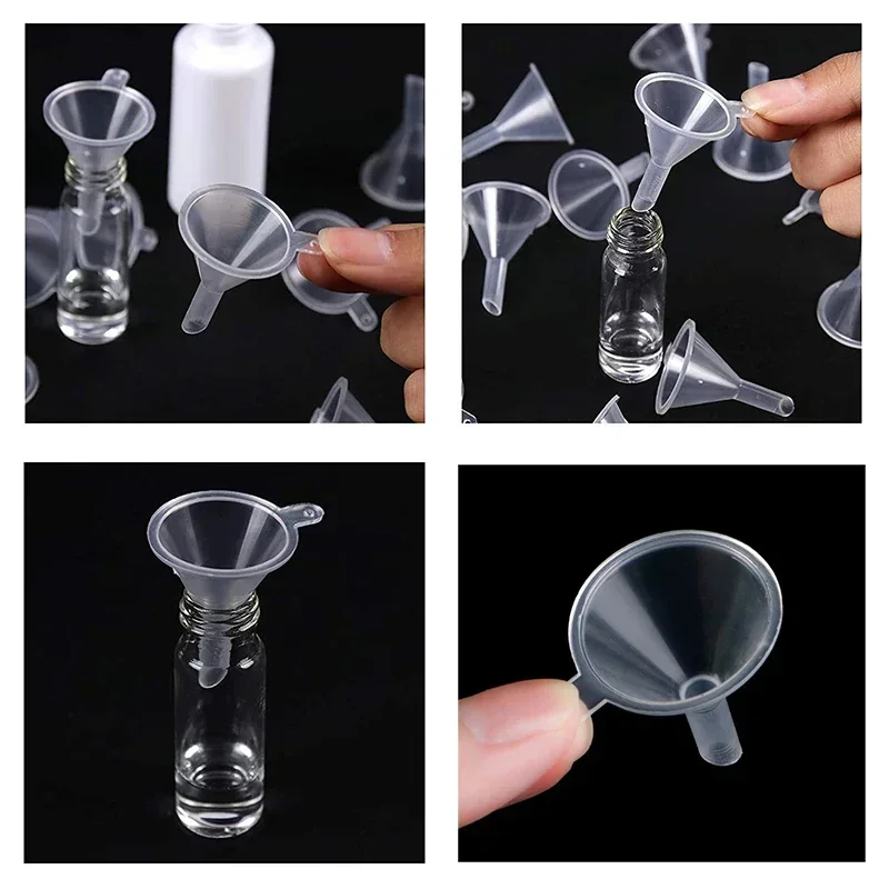 100pcs/lot Mini Liquid Oil Funnels Plastic Small Funnels For Perfume  Kitchen Gadget Empty Bottle Packing Tools view 2