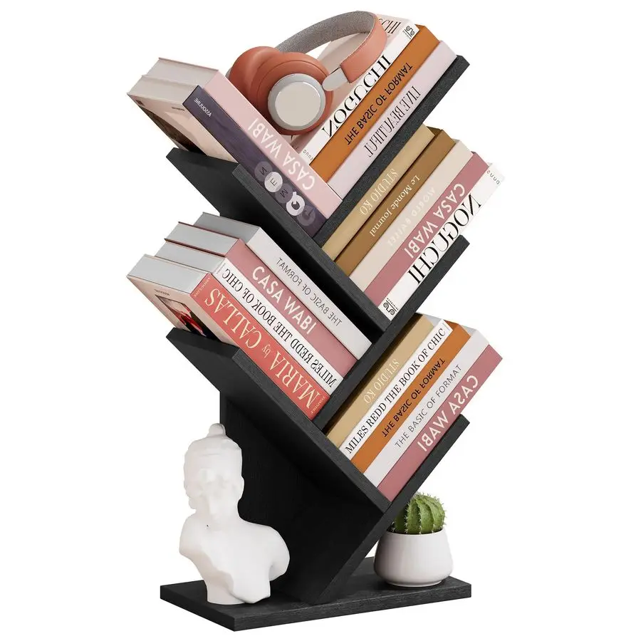 

4 Tier Tree Bookshelf, 4 Shelf Bookcase, Free Standing Tree Bookcase, Display Floor Standing Shelf for Books, Book Organizer She