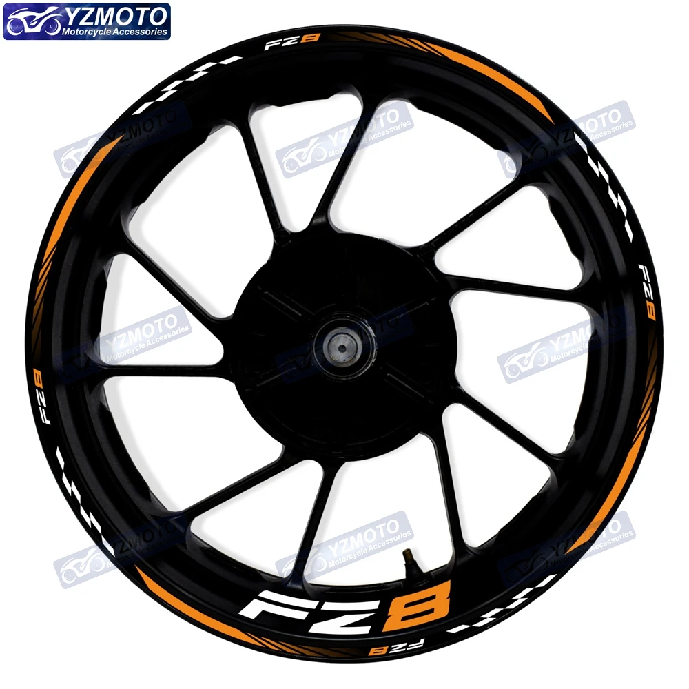 Für FZ8 Motorrad 17-Zoll-Aufkleber für Vorder- und Hinterrad, Racing-Naben-Aufkleber, modifizierte dekorative reflektierende wasserdichte Felgenaufkleber