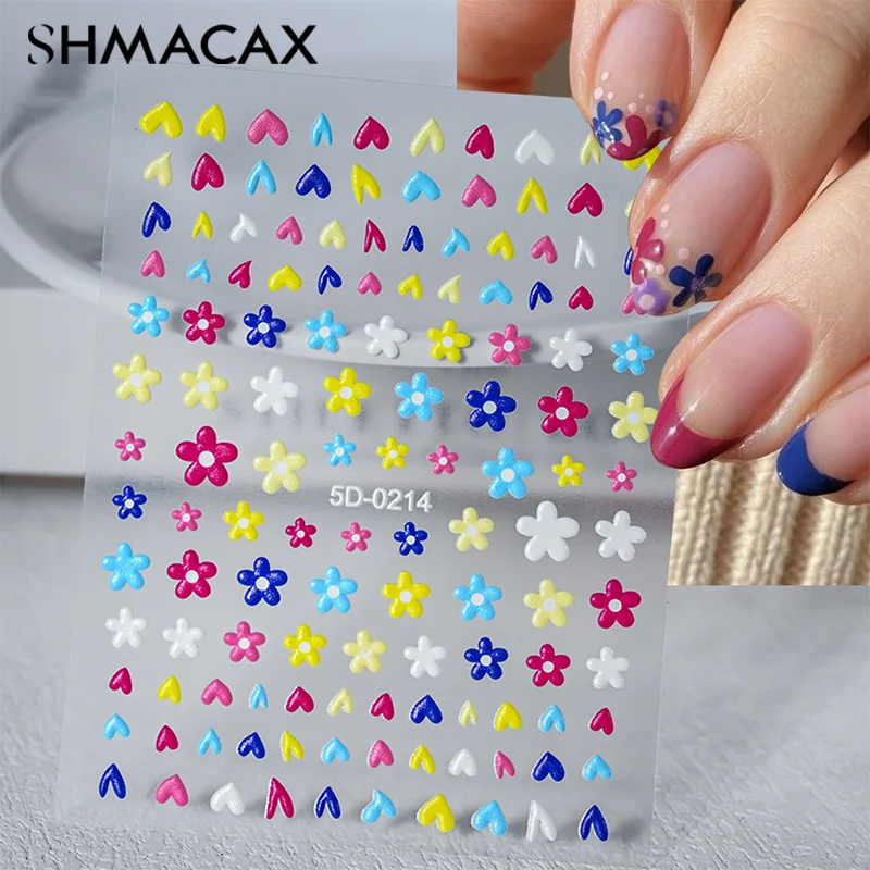 Blume Cartoon Nail Art Aufkleber selbst klebend DIY niedlichen 5d Reliefs Bowknot Kaninchen Muster Maniküre Slider Dekoration Aufkleber