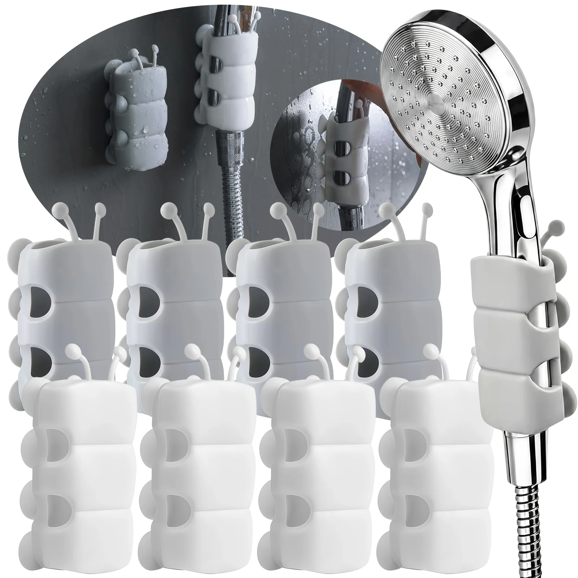 Silicone Suction Cup Shower Head Holder Removable Shower Fixer Bathroom No-Drill Shower Caterpillar Suction Cup Fixing Base