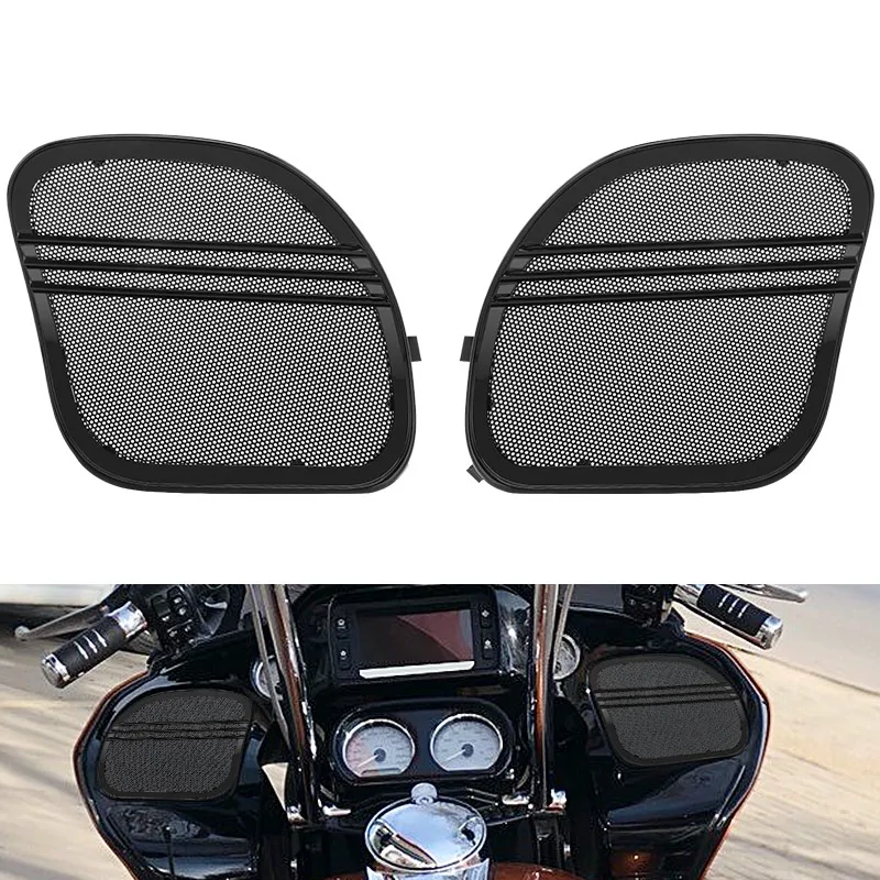 Motorcycle Black Tri-Line Speaker Grill Horn Cover For Harley Touring Road Glide Limited FLTRK Special FLTRXS 2015-UP