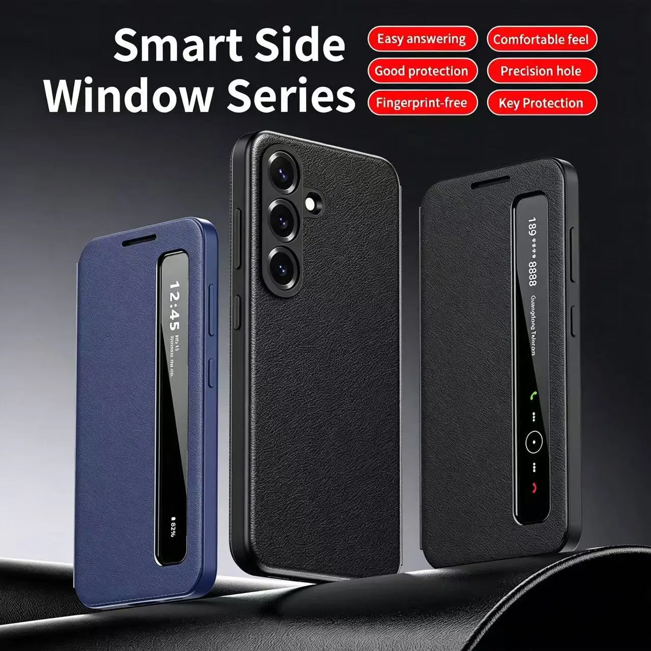 Oryginalne, inteligentne etui z klapką i skórzanym wykończeniem do Samsung Galaxy S26/S25/S24/S23/S22 Ultra A57/A56/A55, z okienkiem umożliwiającym podgląd zawartości ekranu dotykowego, zapewniające ochronę. — zdjęcie produktu 5