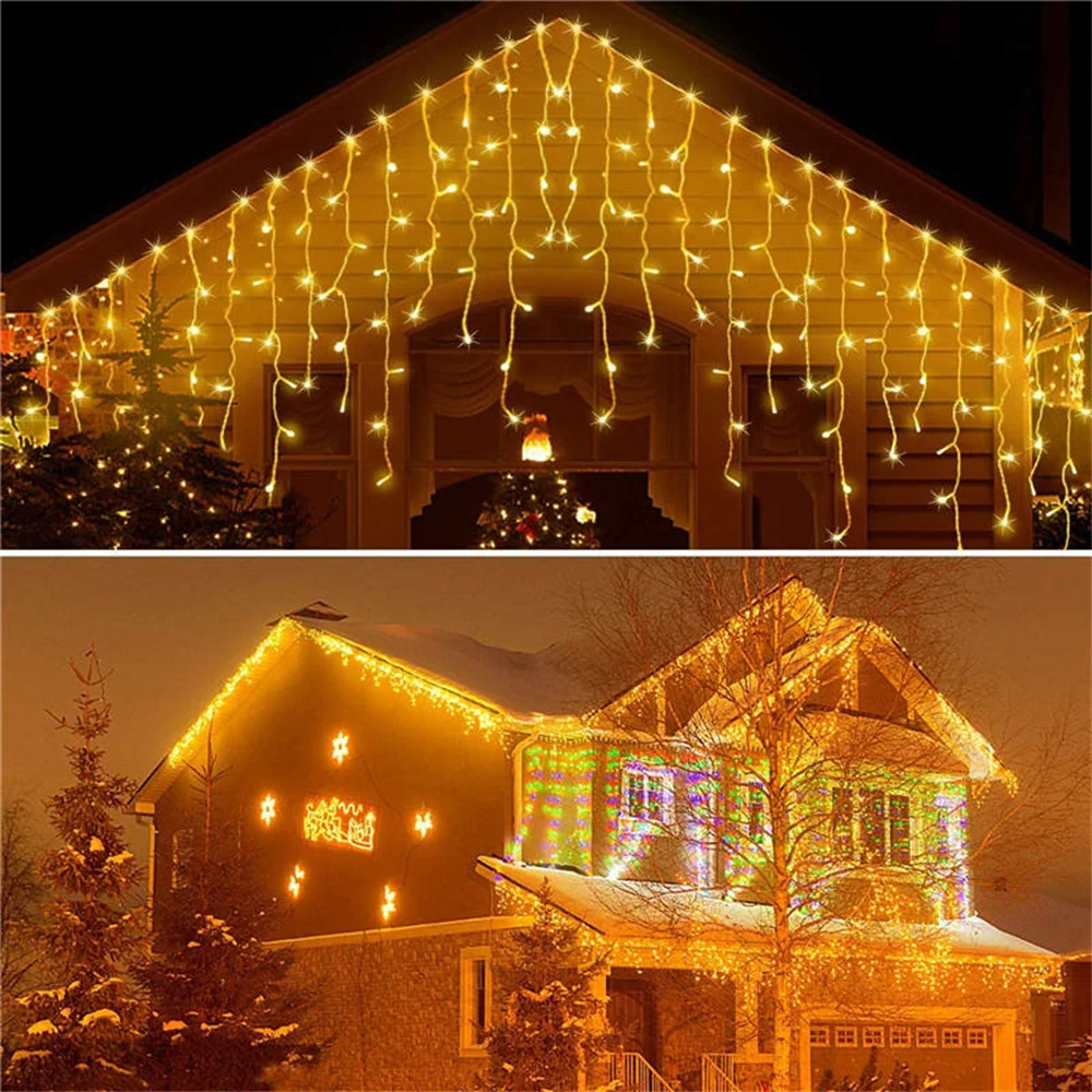 5M Christmas LED Curtain Icicle String Light droop 0.4-0.6m LED Party Garden Stage Outdoor Waterproof Decorative Fairy Light