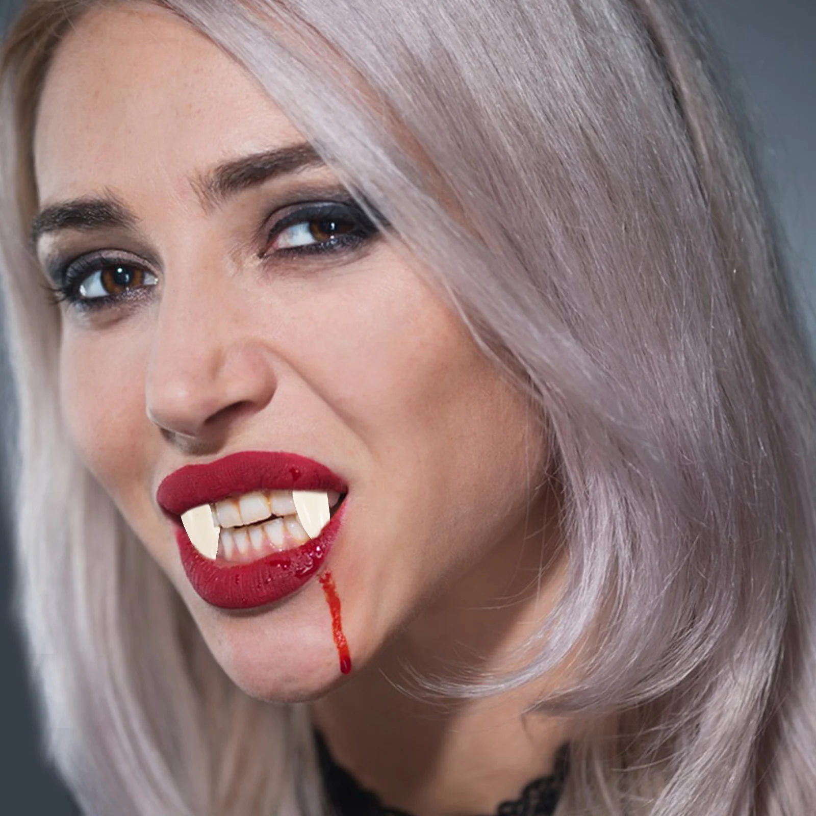 

3Pairs Halloween Party Fangs 13mm 15mm 17mm Unisex Cosplay Teeth White Resin No Harm No Adhesive Halloween Teeth