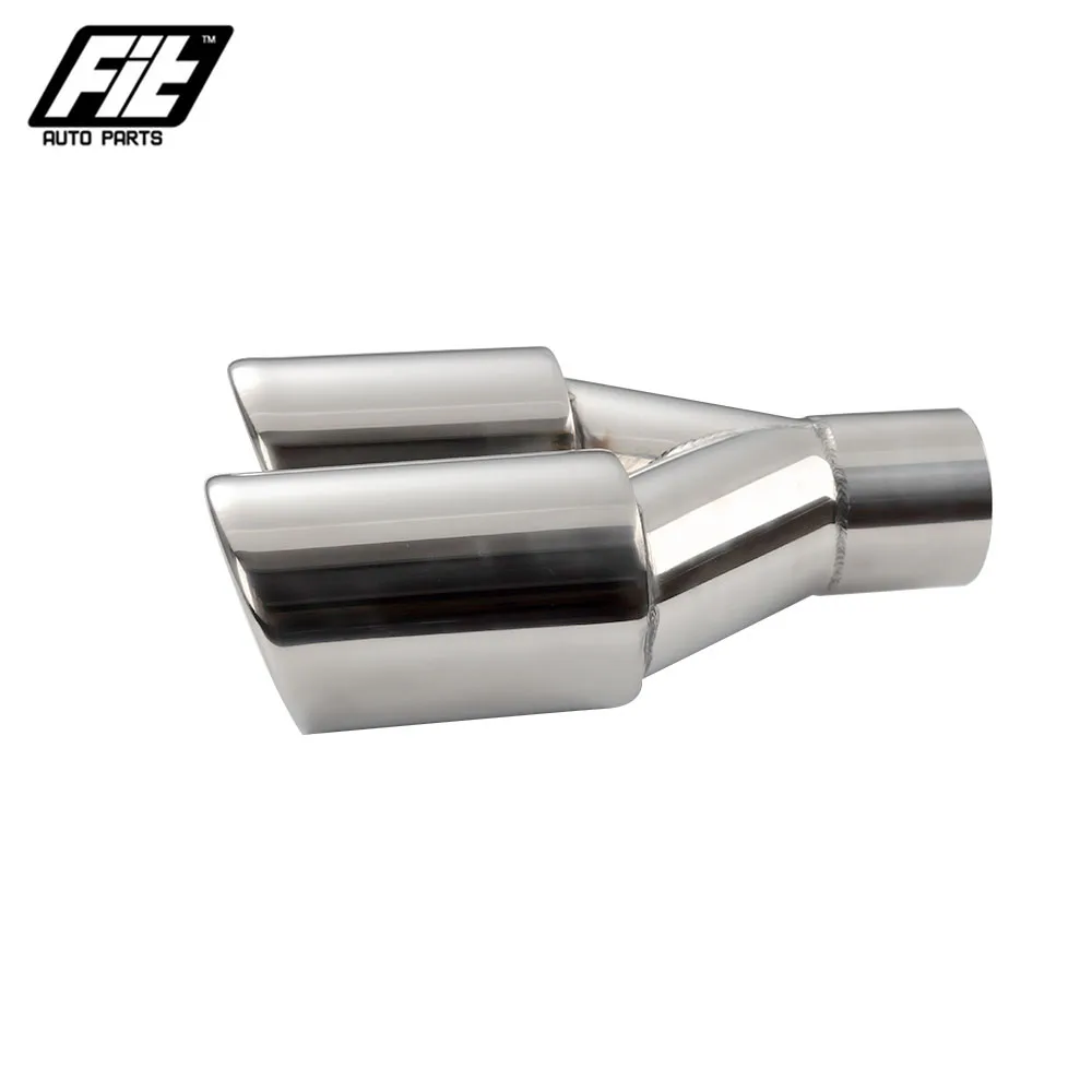 1pcs Stainless Steel Silver 57mm exhaust pipe 76mm rolled outlet double Muffler end Tips For Car Exhaust System Replacement