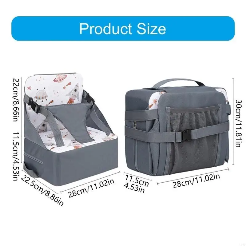 وسادة كرسي مطبخ مضادة للانزلاق لطاولة الطعام للأطفال الصغار مع أشرطة قابلة للتعديل ومسند ظهر للسفر اليومي F19F #6