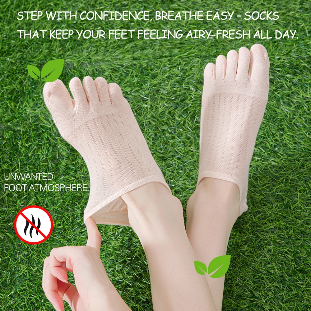 3 Pairs Women's Summer Toe Socks Modal Cotton Thin Breathable Mesh Anti Odor Moisture Wicking No Show Boat Socks Non Slip image 3