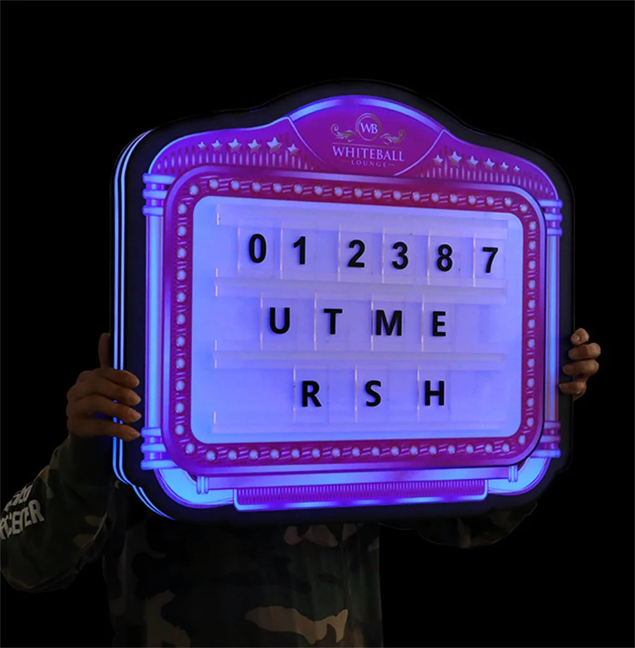 Customized Logo Happy Birthday LED Marquee Message Board Sign VIP Service Light Box for Night Club Nightlife Lounge Bar Decor