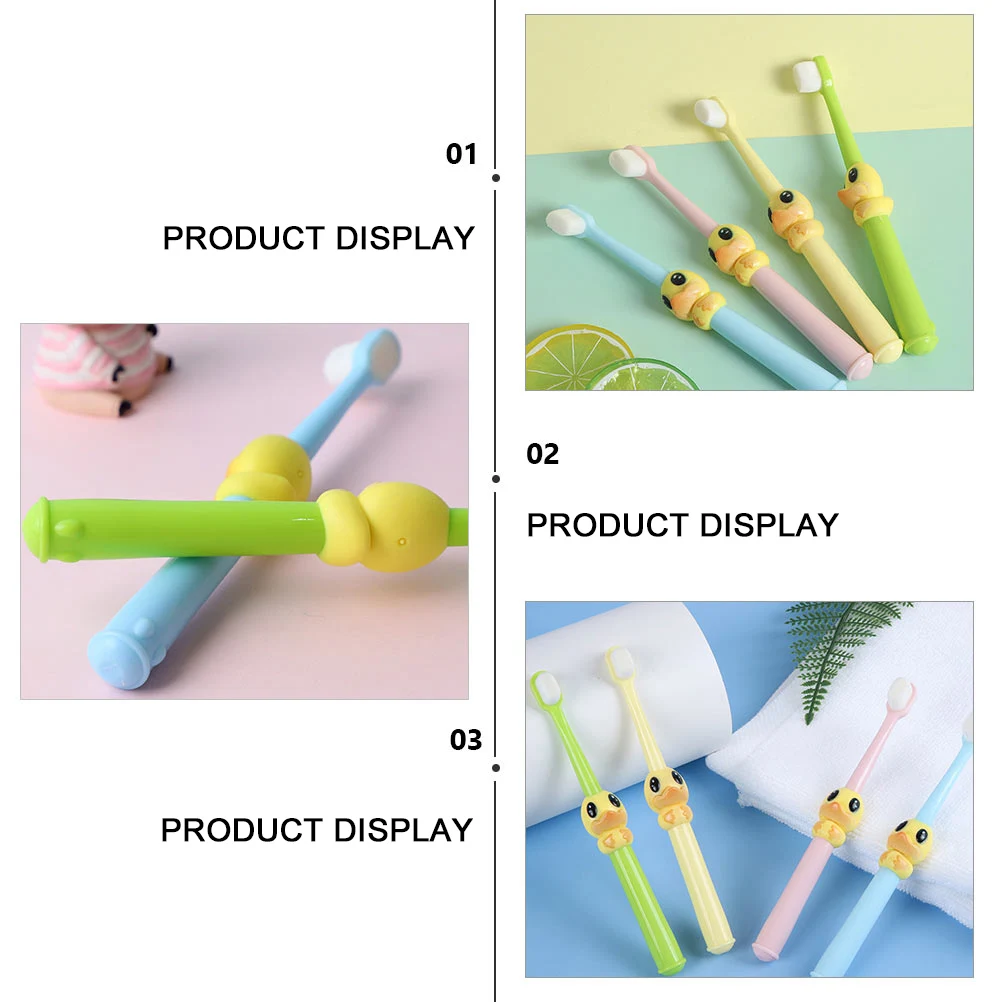 

4pcs Children Toothbrush Soft Bristles 2 10 Years Old Cartoon Duck Shape Oral Care Tools Pink Yellow Green Blue