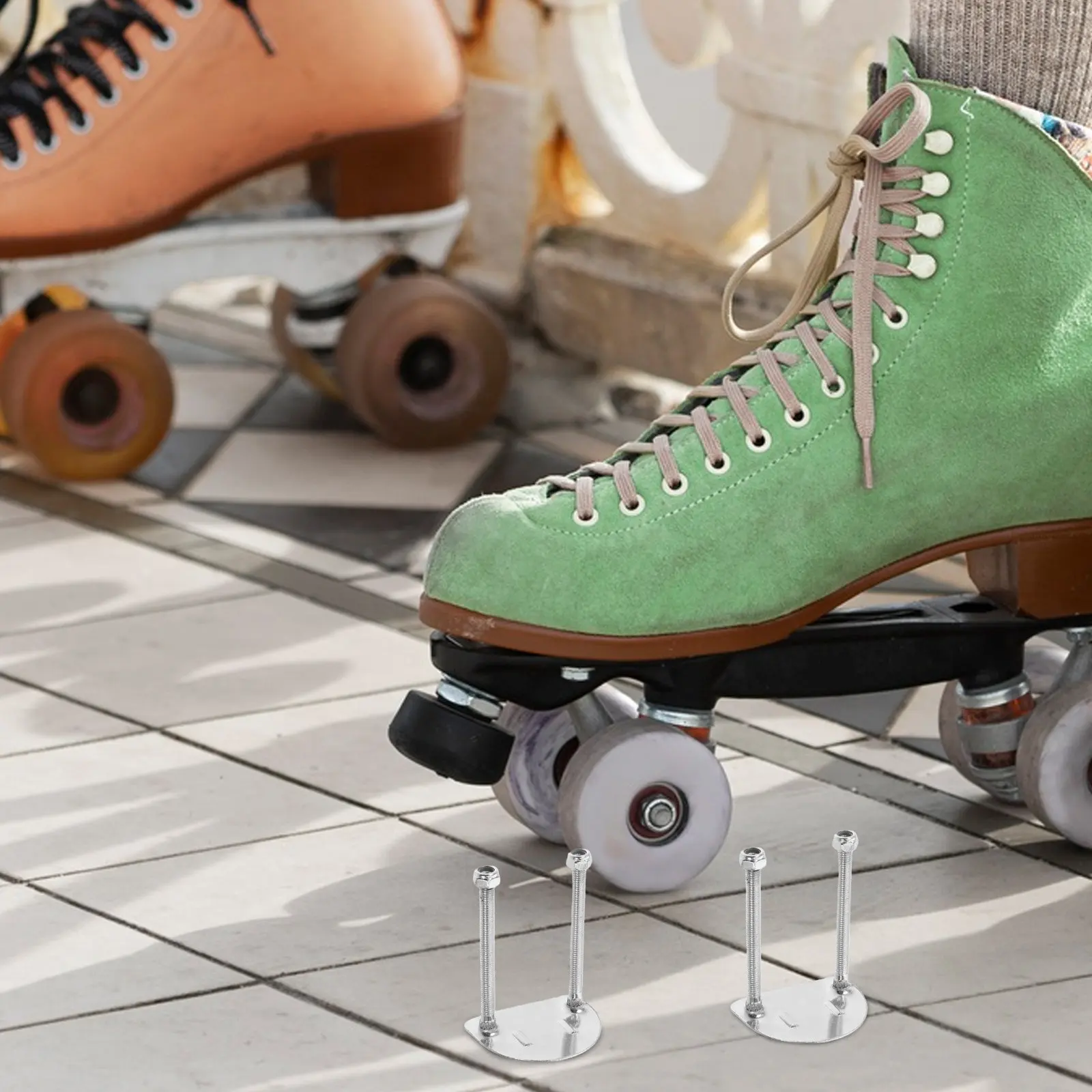 

8Pcs Roller Skate Accessories Stainless Steel Bracket Plates for Double Row Skates Four Wheel Mounting Hardware Repair Parts