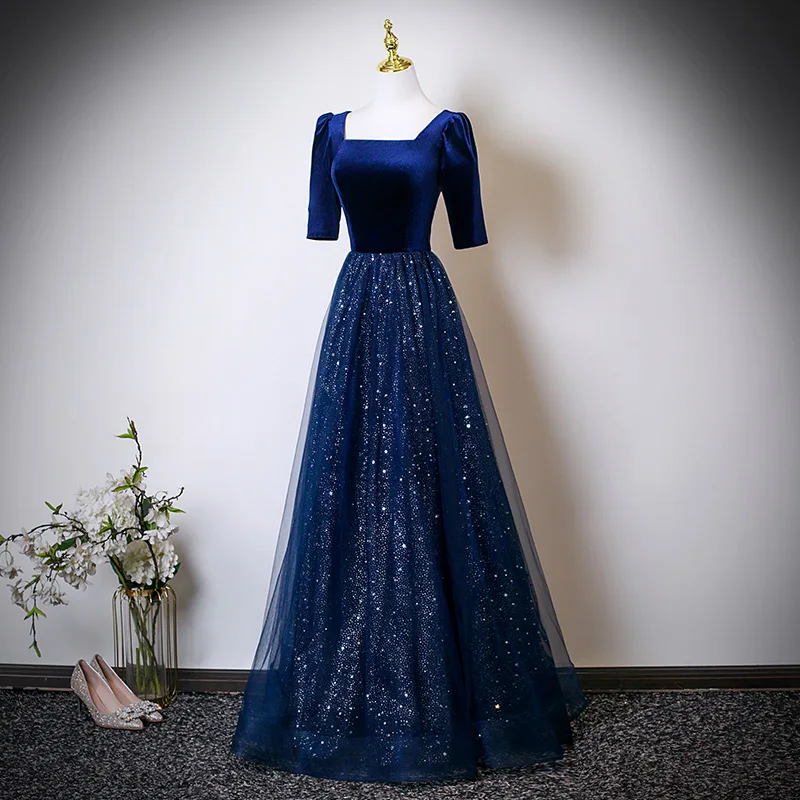 NOVEDAD DE VERANO 2025, vestido de noche Sexy de encaje con lentejuelas, vestido de noche de media manga y cintura alta, vestidos de fiesta de noche personalizados para mujer