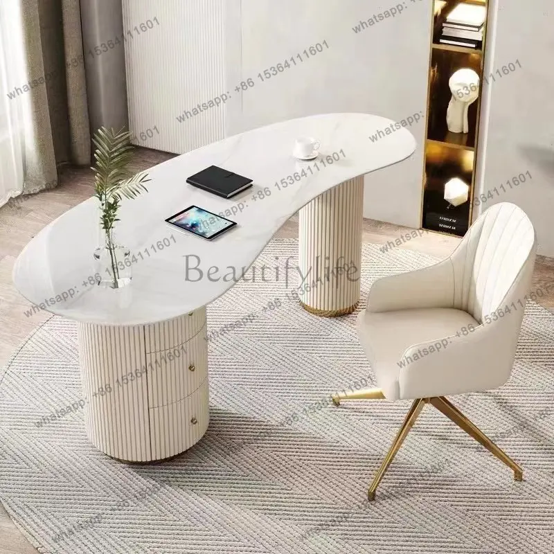 zj.beauty salon medical consultation reception Modern Luxury A Light luxury rock slab irregular office computer desk designer de