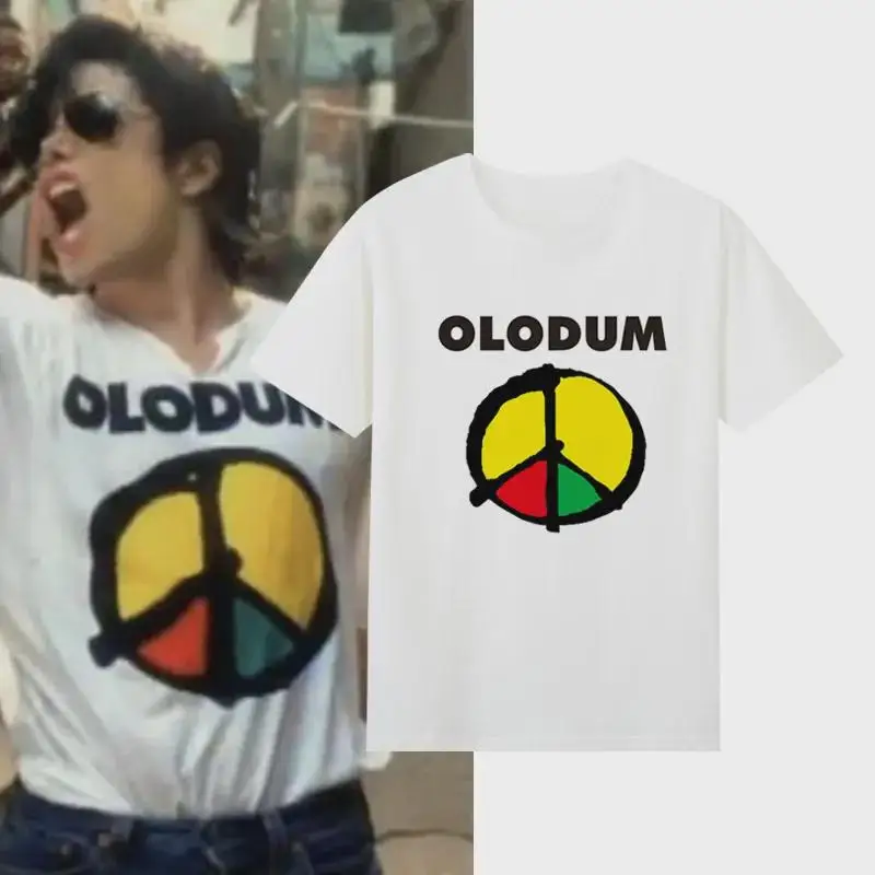 Camiseta Unissex 100% Algodão Estilo MJ Michael Jackson com Gráfico Olodum - Nova Coleção Verão 2026 - Camisa Masculina da Moda para Fãs - Presente Comemorativo