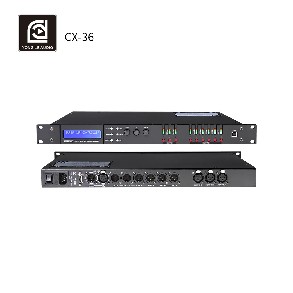

3-in/6-out Digital DSP Audio Processor Metal Loudspeaker Management System Equipment With PC Software Control