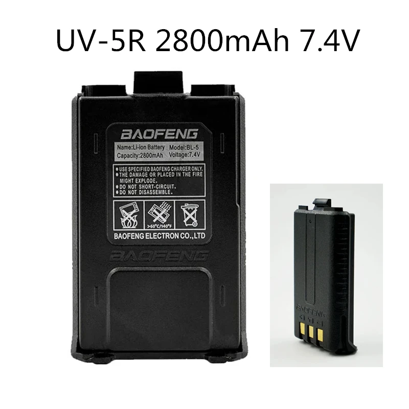 

Оригинальный литий-ионный аккумулятор Baofeng UV-5R, 2800 мАч, 7,4 В, перезаряжаемый аккумулятор BL-5, для рации UV5R и аксессуаров для двусторонней радиосвязи