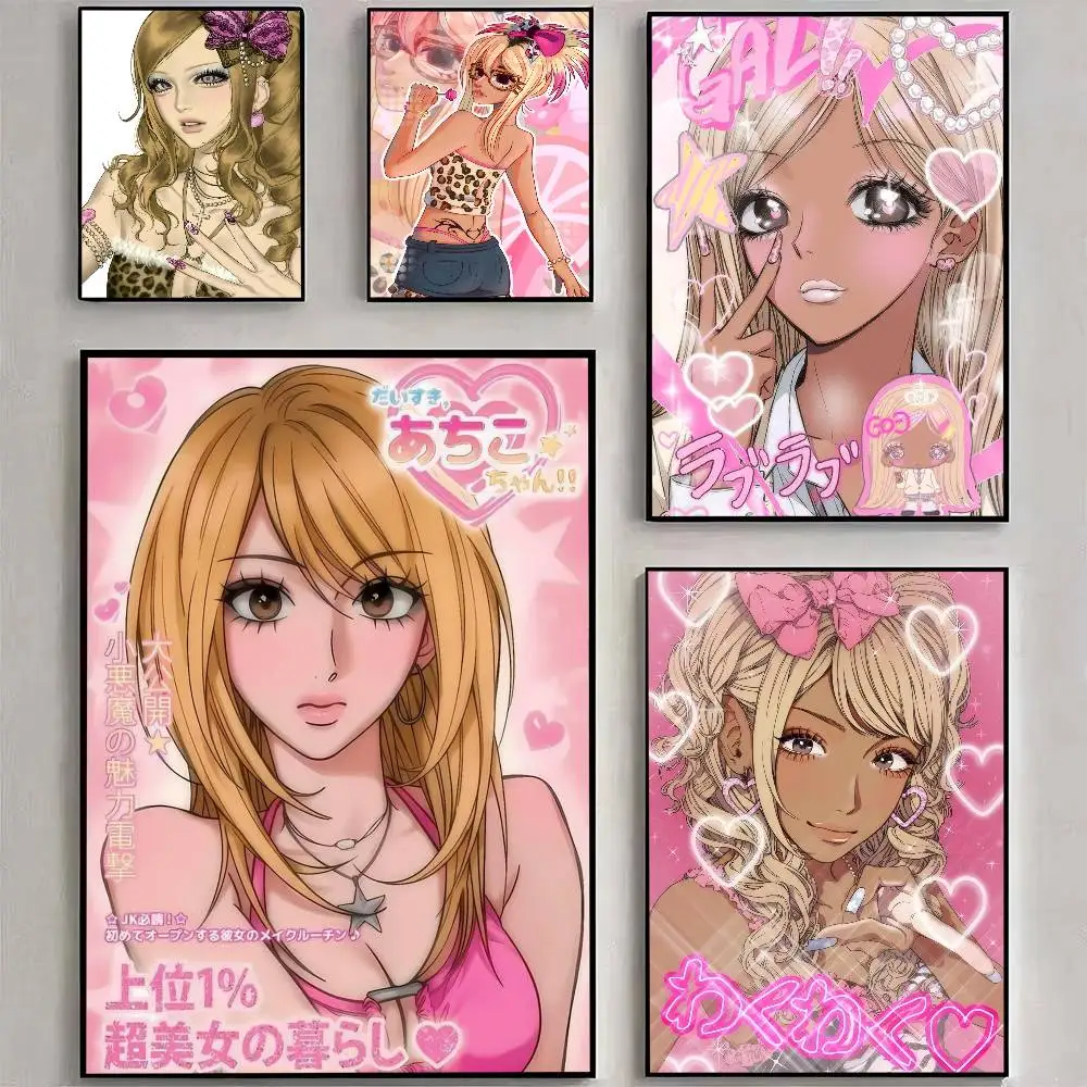 Anime G-Gyaru Gyaru Girls Whitepaper Poster HD-Qualität Poster Wandkunst Gemälde Arbeitszimmer Wanddekoration