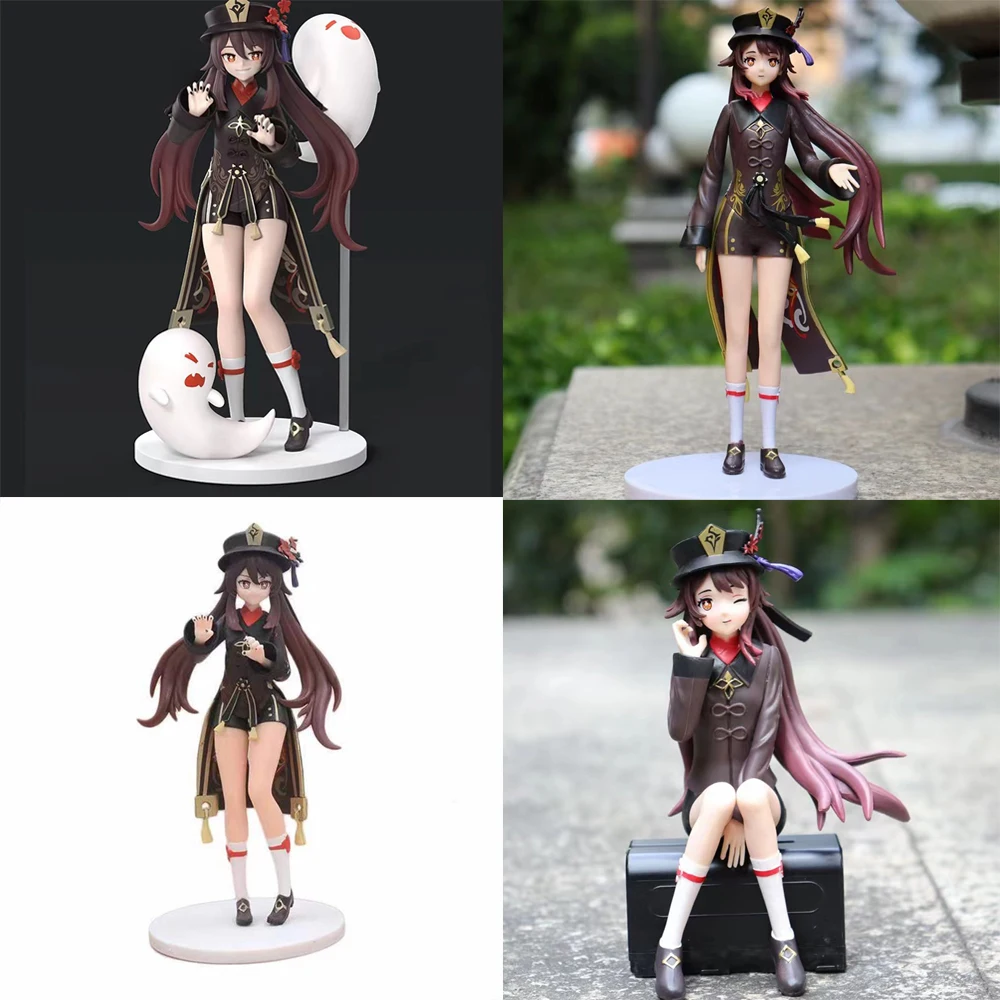Hu Tao Figure Multiple Poses Anime Game Character Model Anime Model Desktop Ornament,Chassis Decoration,2D Style Peripheral Gift