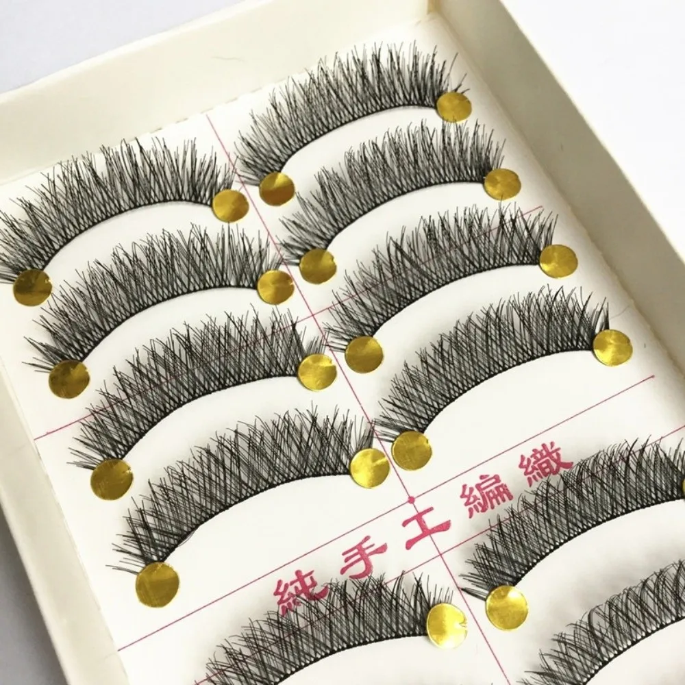

10 Pairs/Box Black Natural Handcrafted False Eyelashes 12MM Easy To Wear DIY Lashes Extension Reusable Curvature C