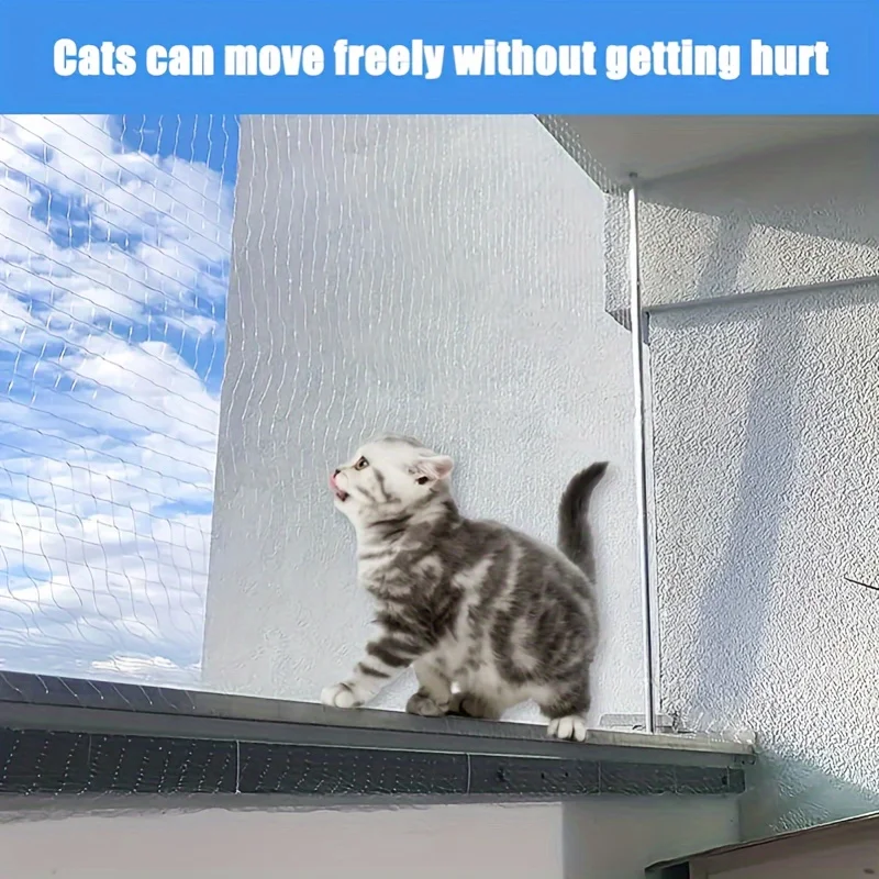 Heavy Duty Nylon Cat Safety Net for Balcony Window Stairs & Patio Pet Fall Protection Fence