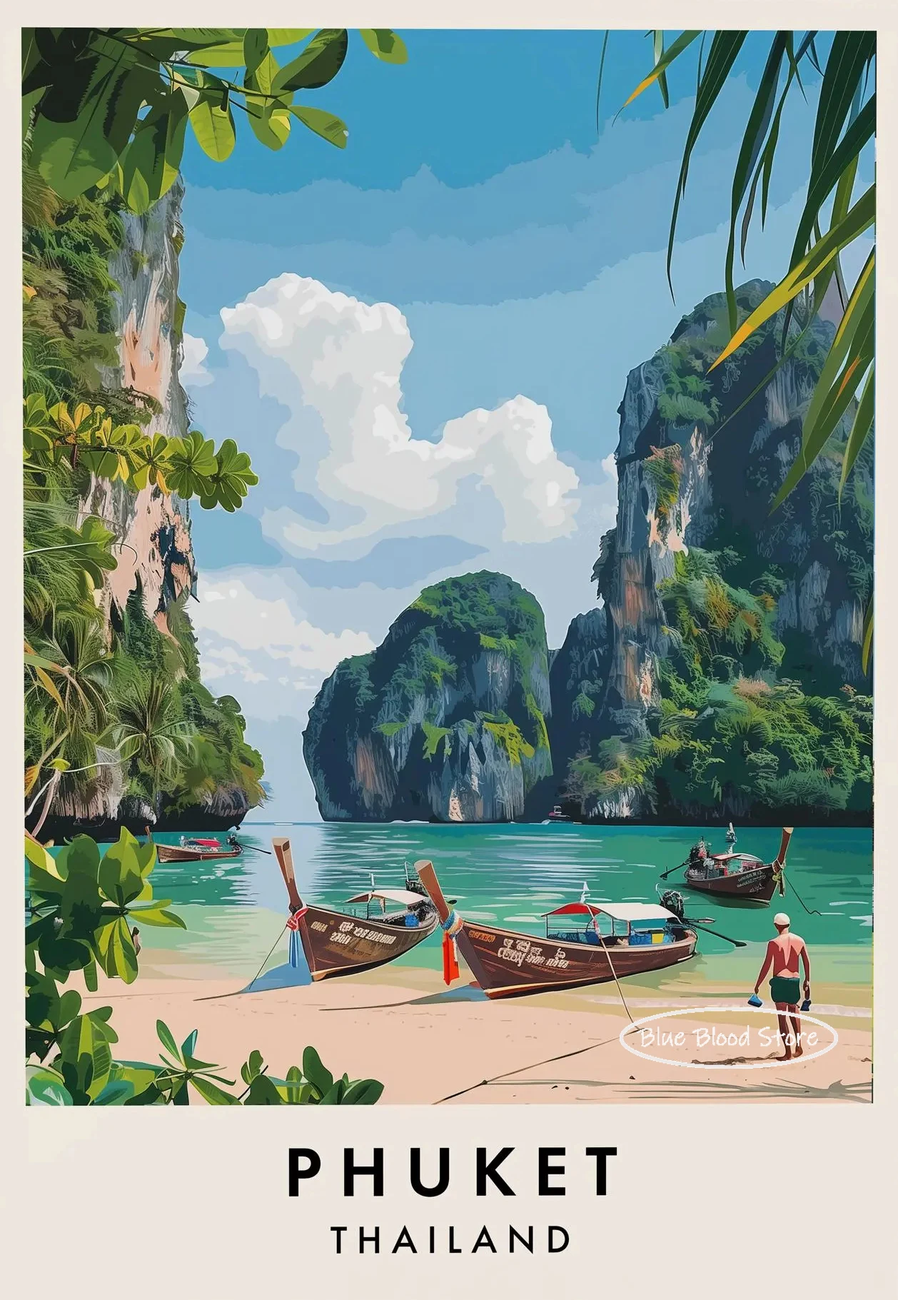 

Thailand Travel Art Phuket Chiang Mai Koh Phangan Bangkok City Landscape Poster Asia Scenery Canvas Art Painting Wall Home Decor