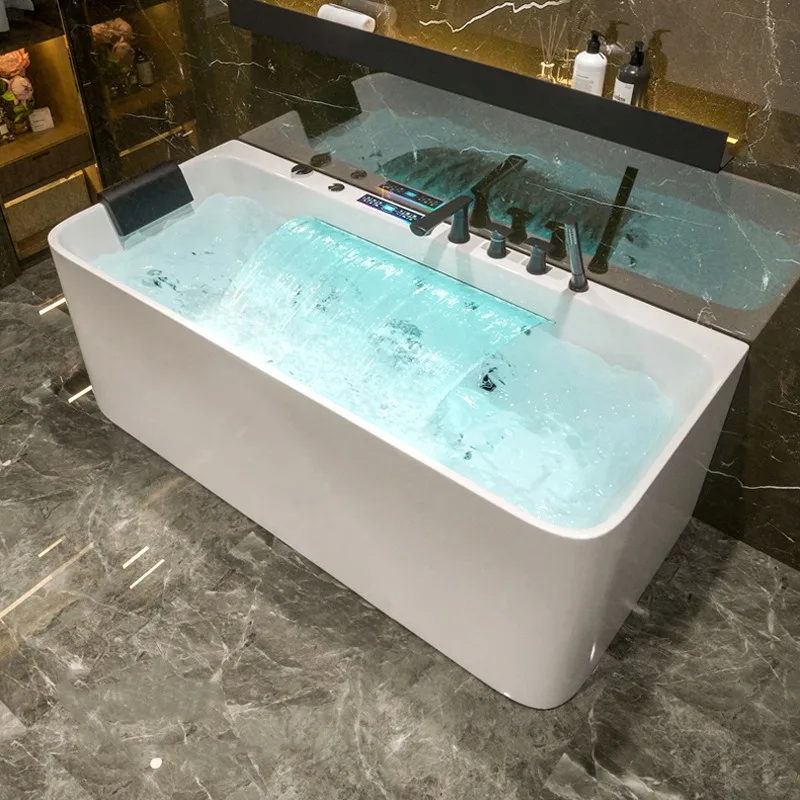 Modern Designed Acrylic Durable Freestanding White Bath Tub Jet Whirlpool Bathtub Soaking Constant-temperature massage bathtub