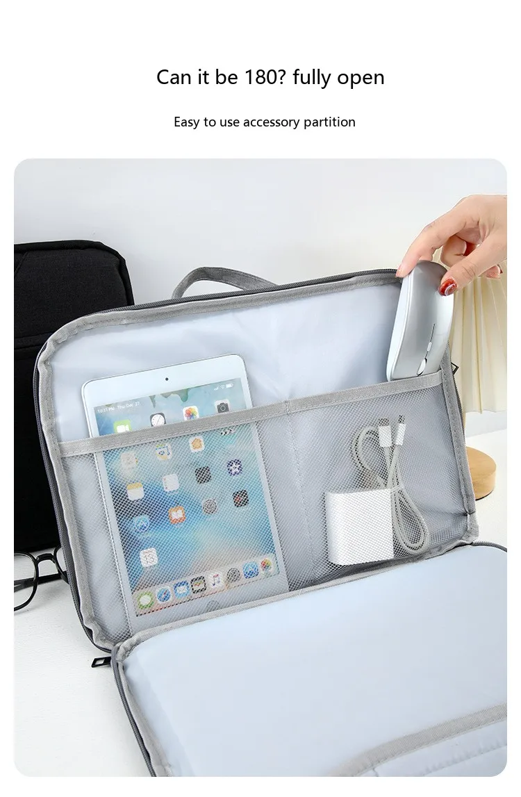Professionelle Laptop-Aktentasche 11,6-15,6 Zoll Oxford Wasserdichte Handtasche für Geschäftsreisen – Detail 5