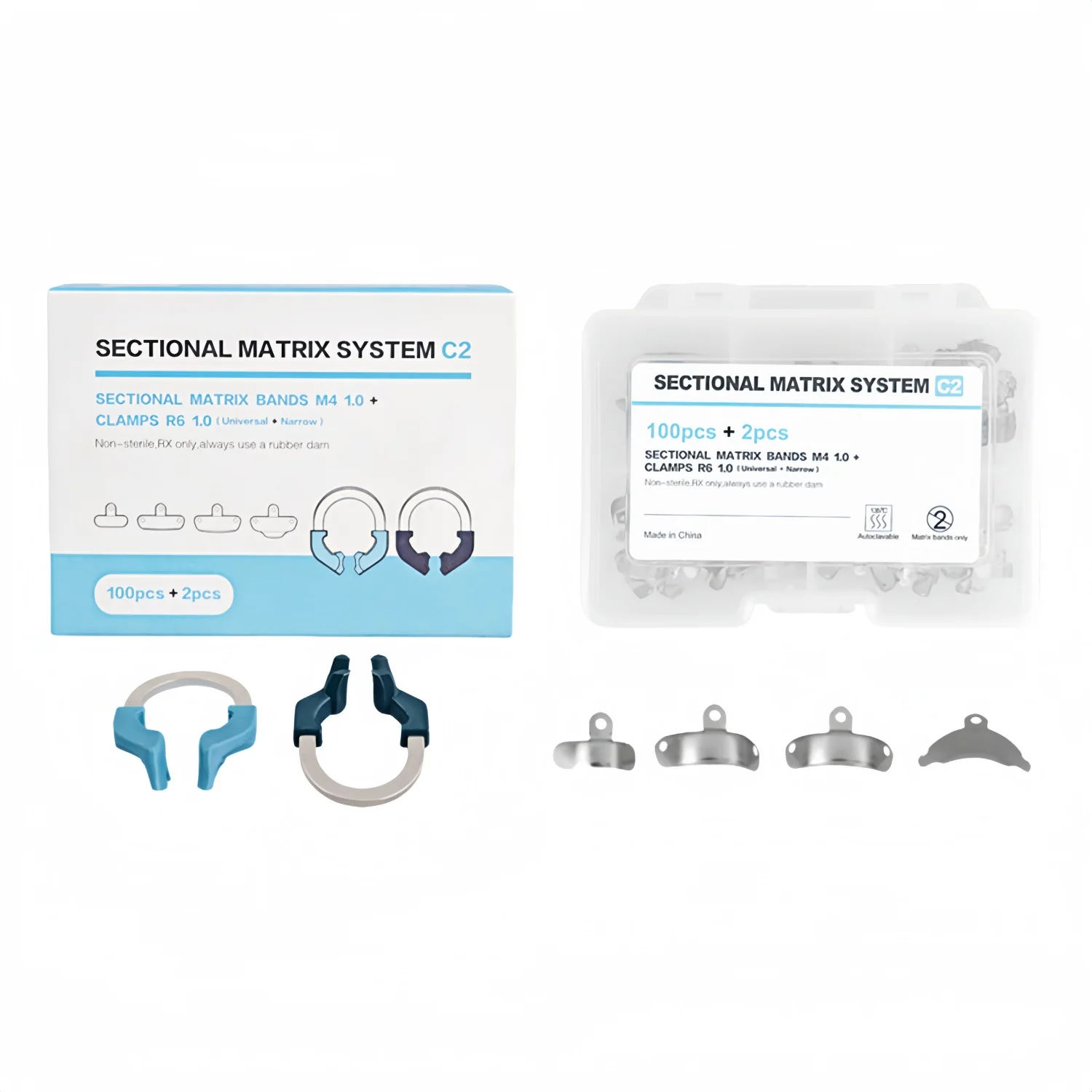 Dental Matrix Bands Clamp Sectional Contoured Matrix System Metal Matrices Nickel Titanium Clamping Ring 4 Sizes Tools