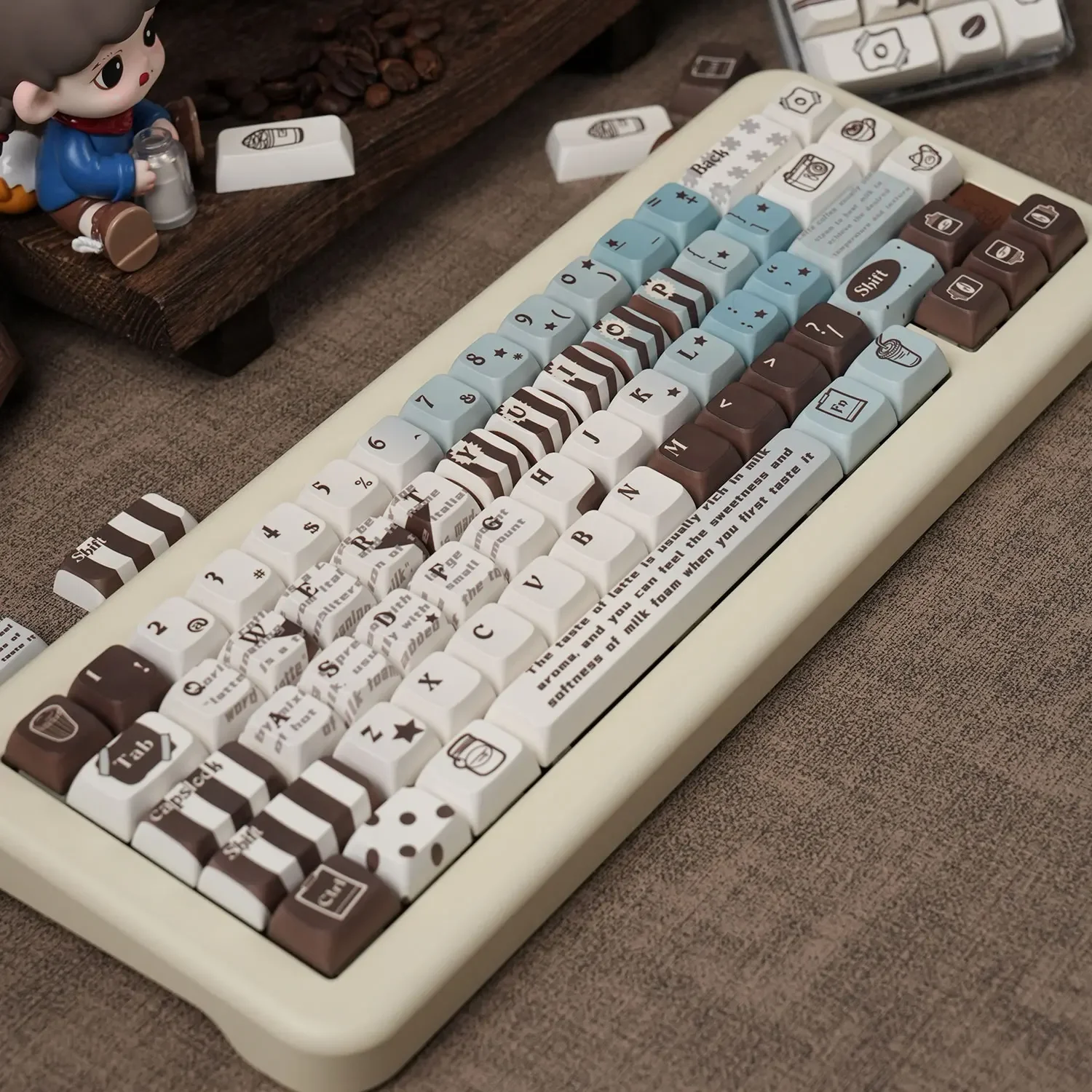 Latte Blu Marrone Materiale PBT XDA Altezza 140 Keycap Tastiera meccanica personalizzata Keycap Originale