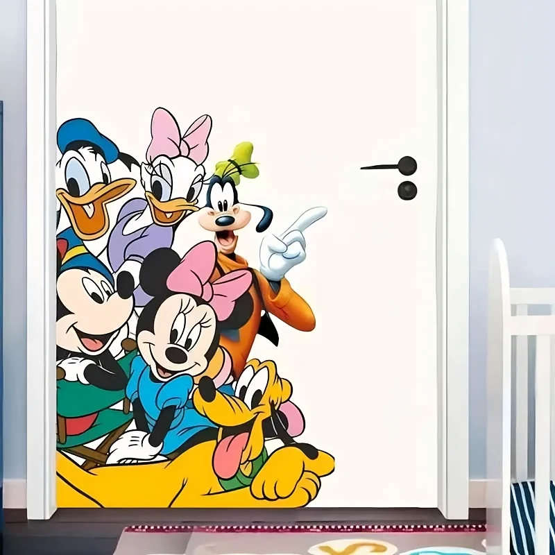 1 ملصق حائط لطيف ميكي وميني والأصدقاء من ديزني، مقاوم للماء وذاتي اللصق، مناسب للديكور الداخلي، اختيار هدية مثالي لأعياد الميلاد للأصدقاء والعائلة #1