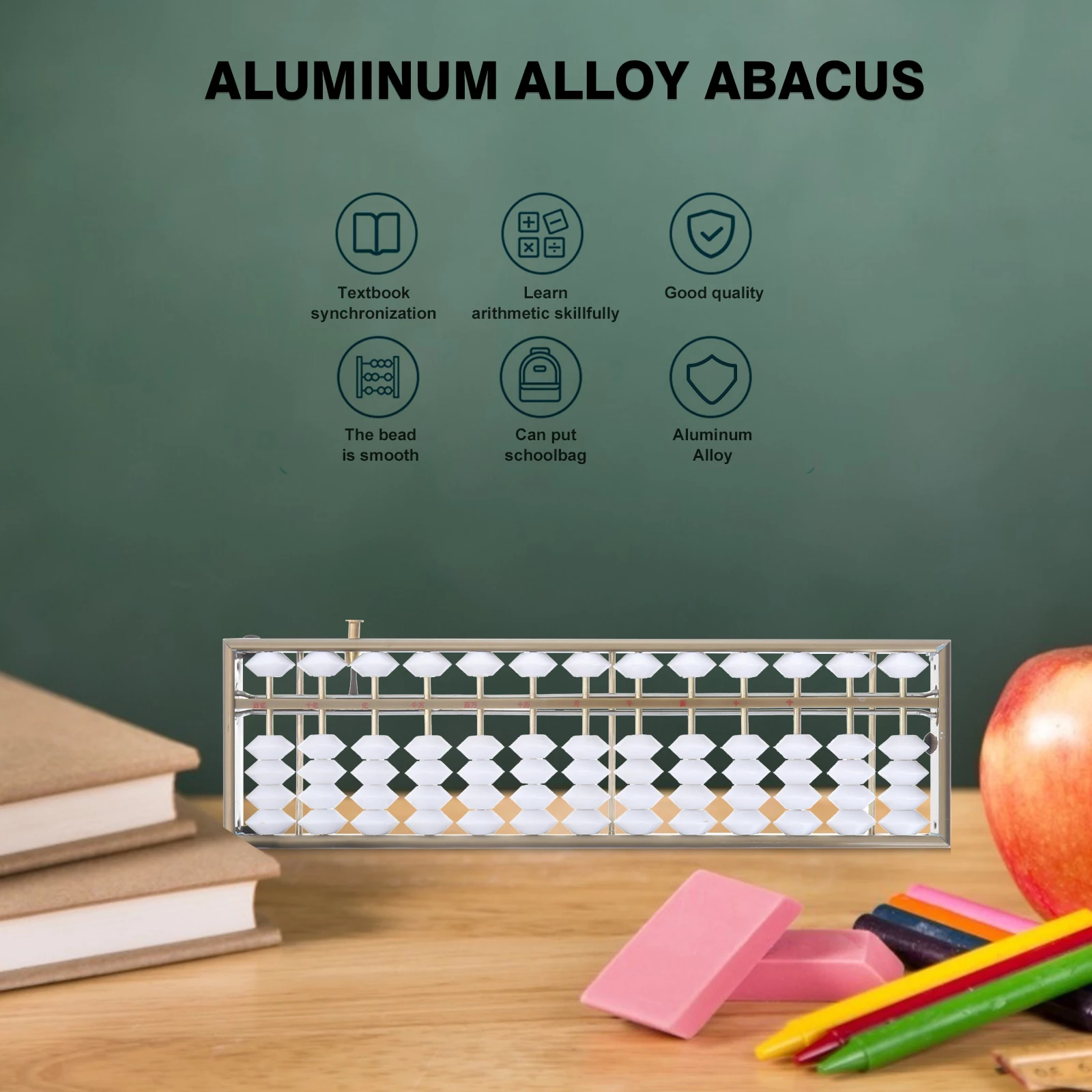 2 Pcs Math Abacus Calculator Aluminum Alloy Beads for Kids Students White Color with 13 Rods Design Arithmetic Tool