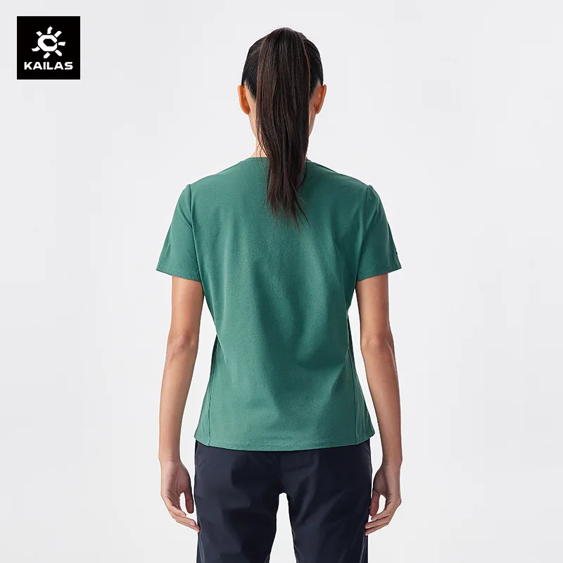 KAILAS Letter Graphic Sports T-shirt for Women Summer Short Sleeve Mountaineering Tops Functional Tee Climbing Clothes KG2327211