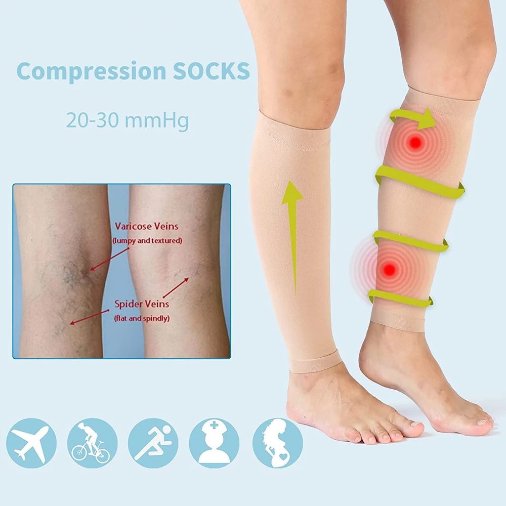 Medical Calf Compression Sleeve 30-40mmhg Men Women Footless Calves Compression Sleeves Varicose Veins