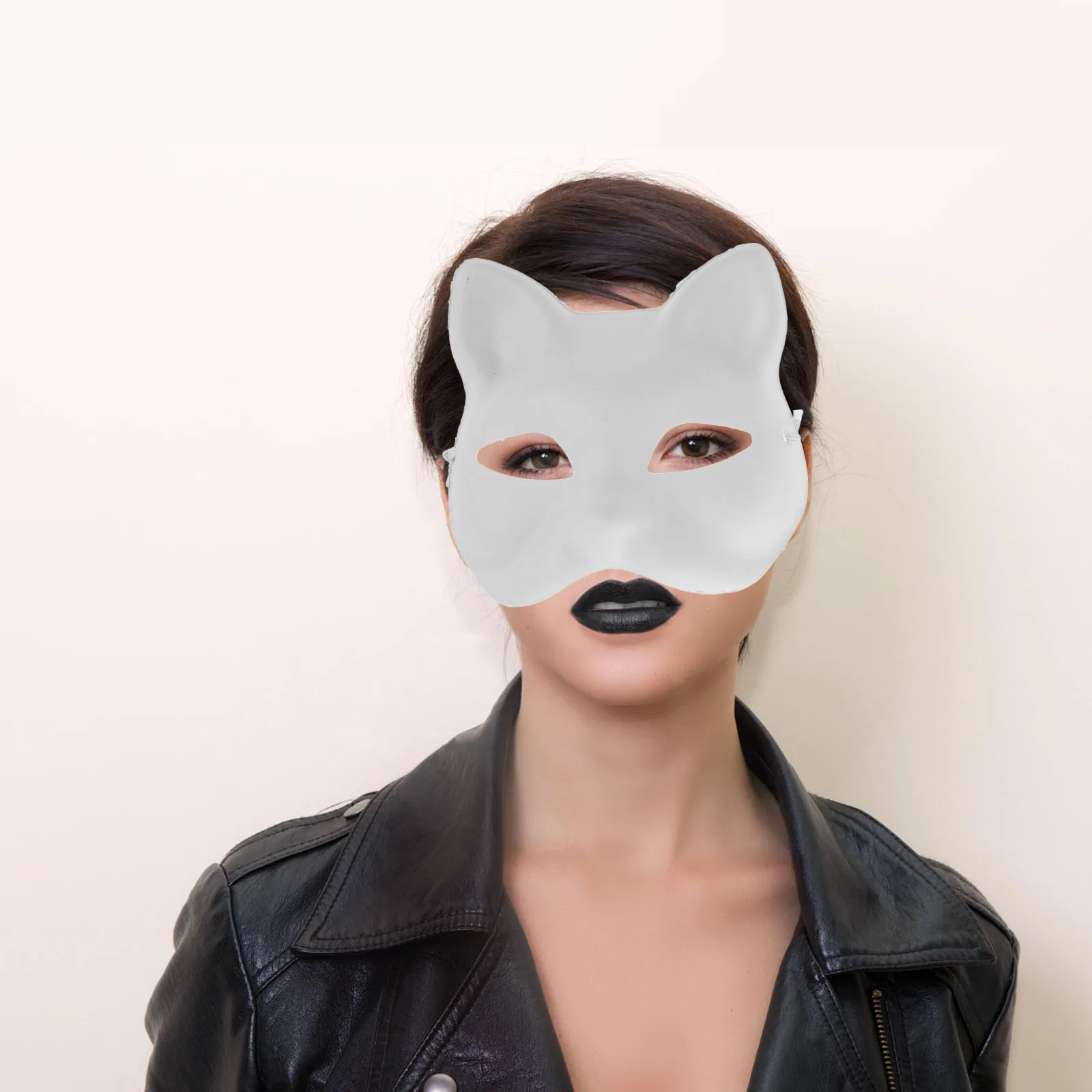 

Colorable Mask Blank White Animal Half Facemasks Graffiti Fox Paper Plastic Miss