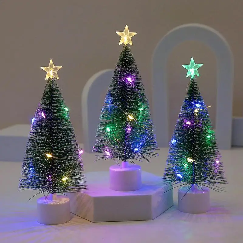 LED Christmas Tree Artificial Holiday Tree With String Lights Realistic Pre-Lit Tabletop Tree Decor Holiday Table Centerpiece