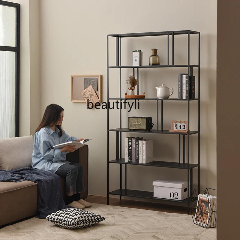 

LBX Iron Floor Bookshelf Living Room Balcony Wall Bookcase Office Display Storage Shelf