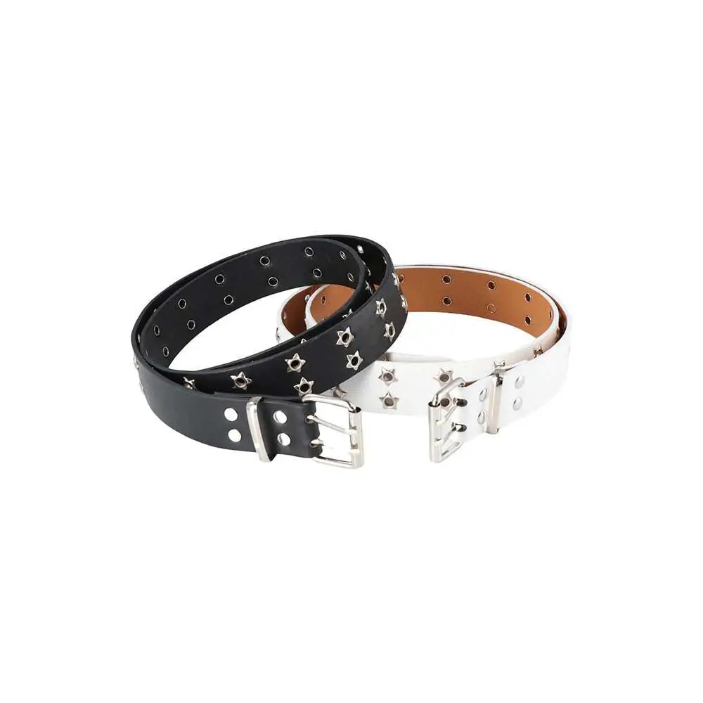 

Панк широкая боковая металлическая пряжка со звездным отверстием, аксессуары для ремня с двойной втулкой, женский пояс, корейские поясные ремни, поясной ремень