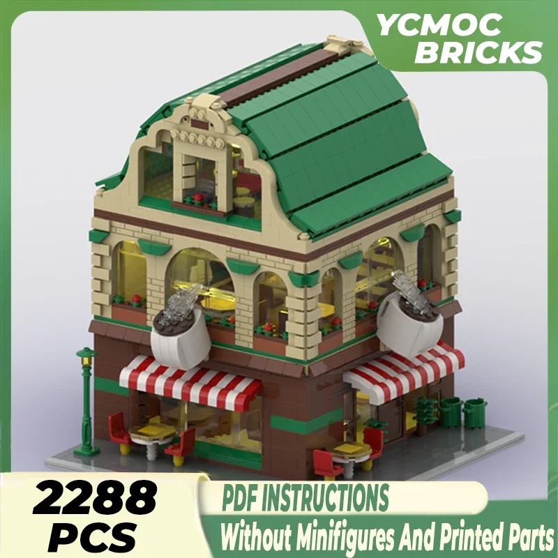 Moc Building Bricks City Street View Model Coffee Shop Technology Modular Blocks Gifts Toys For Children DIY Sets Assembly