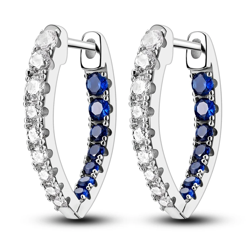 Charms Doppel-Creolen für Frauen, 100 % 925er Silber, kubischer Zirkon, Herz, Stern, Mond, Ohrringe, eleganter Geburtstagsschmuck, Geschenke – Detail 14