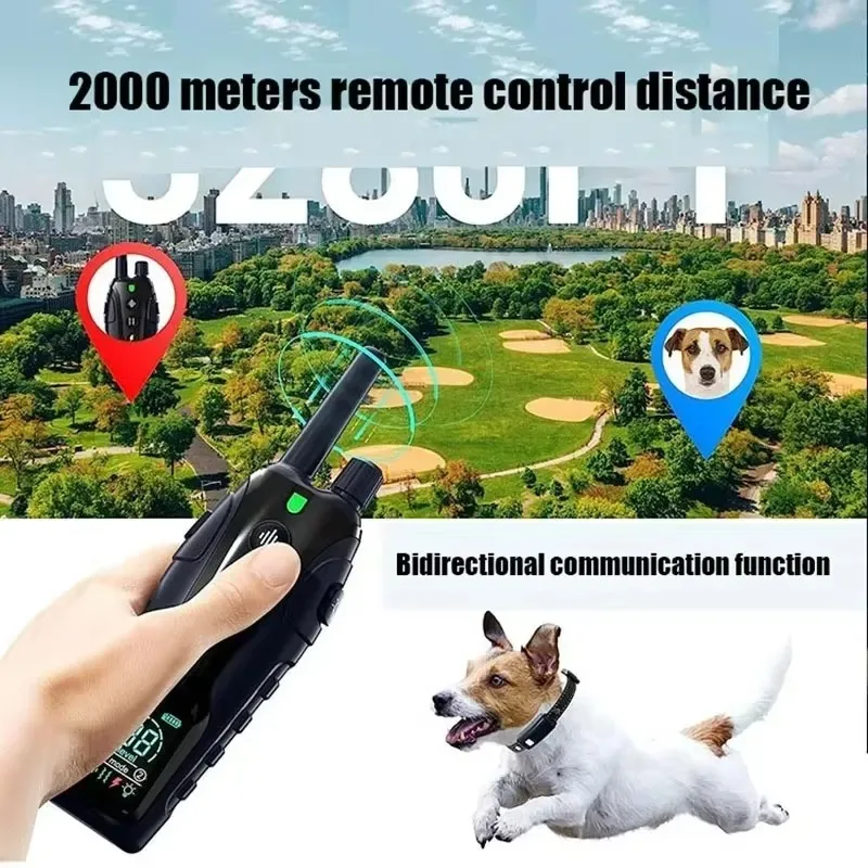 3280FT Pet Dog Training Shock Collar 3 Training Modes Beep Vibration Shock Flash Light Safety at Night Dual Battery Display